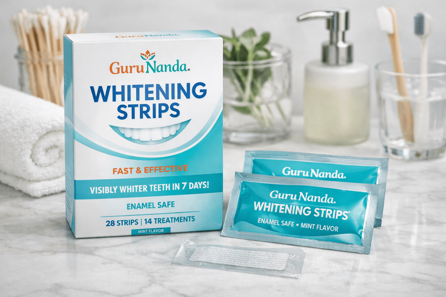 Guru Nanda whitening strips application process and timeline