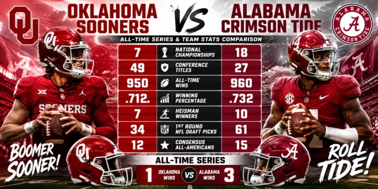 Oklahoma Sooners vs Alabama Crimson Tide Football Stats