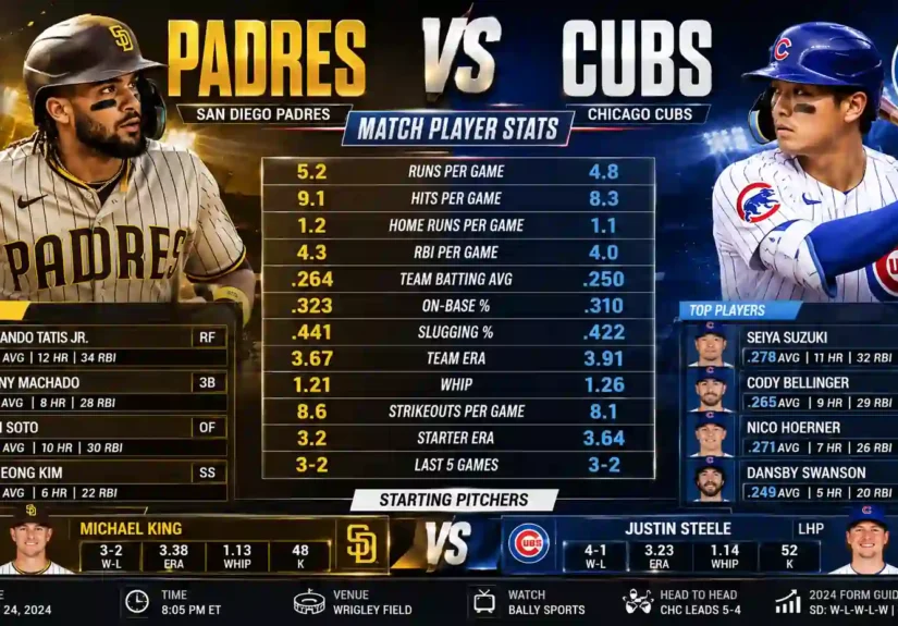 Padres vs Chicago Cubs Match Player Stats
