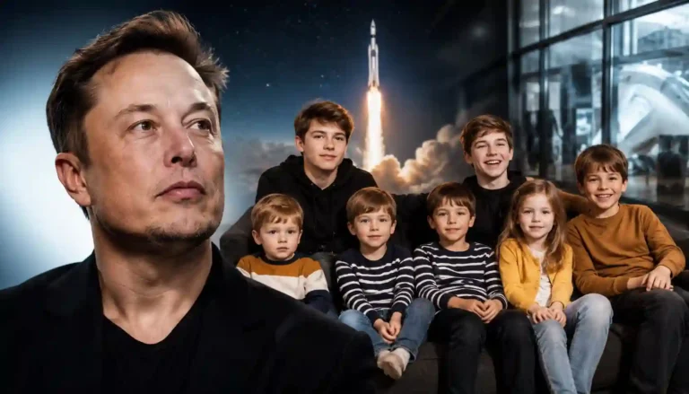Elon Musk with his children in a family-themed feature image